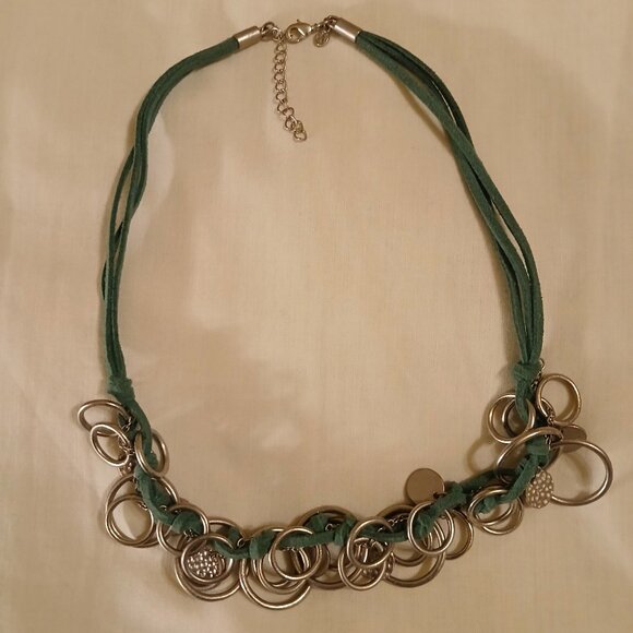 Necklace - silver & suede - (pre-loved) - Picture 1 of 7